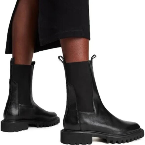 All Saints Lug Sole Hallie Stretch Ankle Boots, Black - Picture 4 of 10